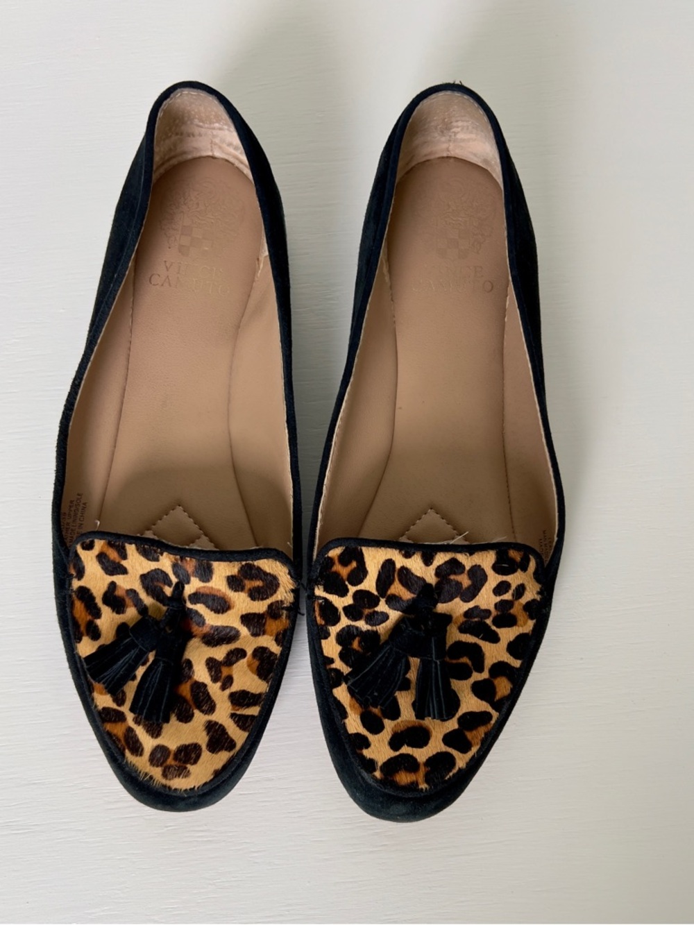 Vince Camuto Leopard Tassel Loafers - Women’s Black & Leopard Flats